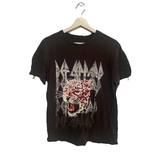 Def Leppard Brand Women's Short Sleeve Graphic Tee Black Size Large - Picture 1 of 4